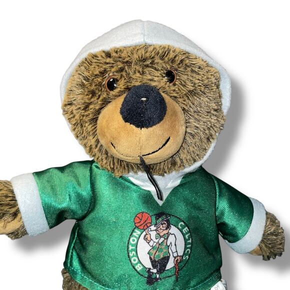 Boston Celtics Teddy Bear Plush Hoodie 14" T-Shirt NBA Basketball Fan Baby Gift - Picture 10 of 11